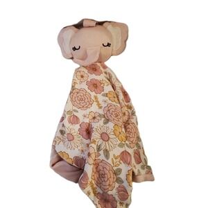 MilkBerry Milk Berry FLORAL ELEPHANT Lovey Security Blanket Baby Toy Bamboo Pink